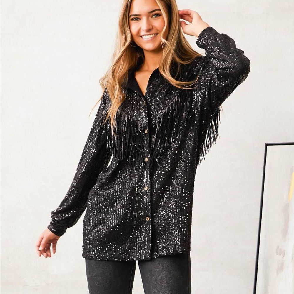 Sequin Fringe Jacket
BLUE B buckle! NWT